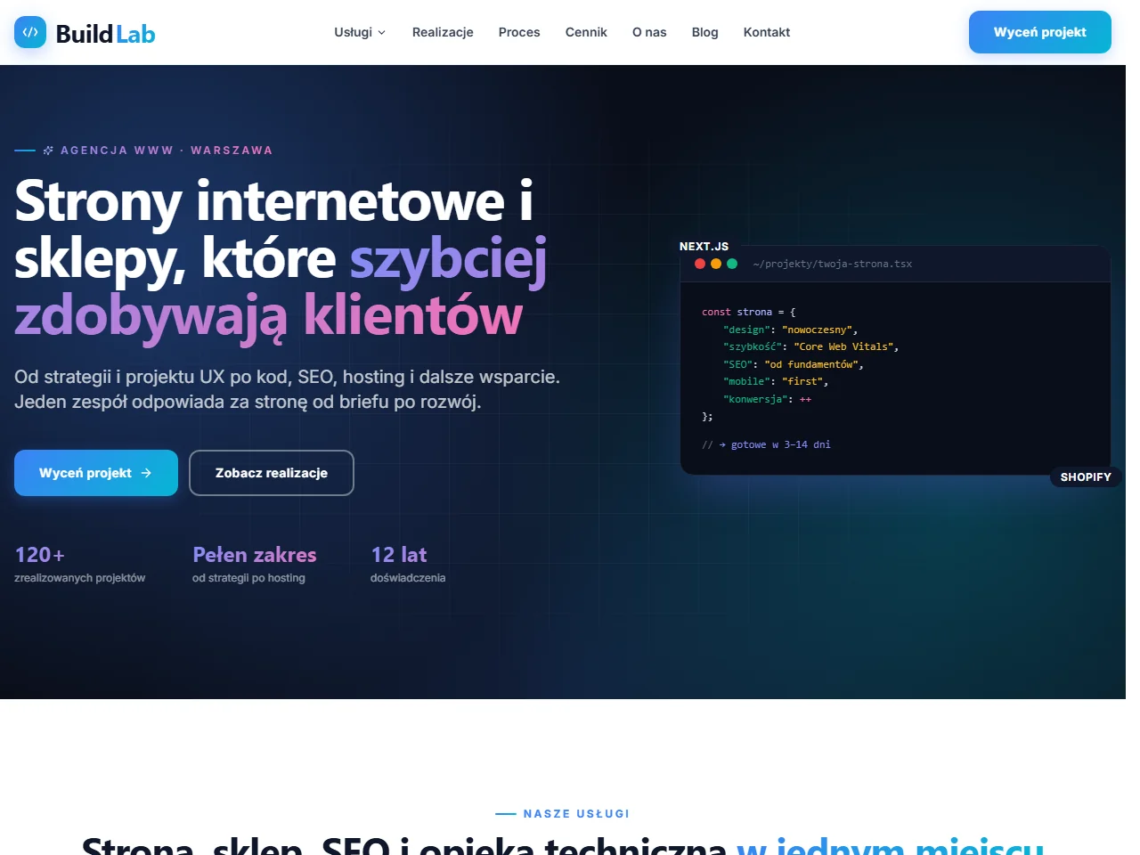 Wizualizacja — BuildLab — strona własnej agencji